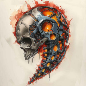 minimalist-skull-tattoo – tattoo design ideas free ai generated – noir – for-lower-chest – Gallery: skulls-inkby-ai