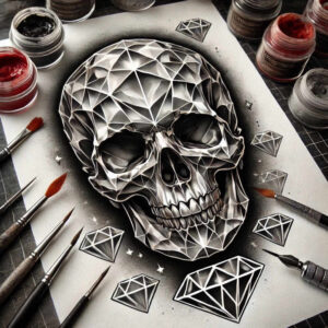 mystery-motif-skull-tattoo – tattoo design ideas free ai generated – void – for-lower-thigh – Gallery: skulls-inkby-ai