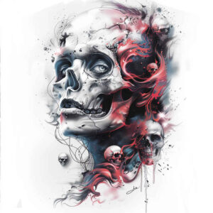 mystical-symbol-skull-tattoo – tattoo design ideas free ai generated – faded – for-shin – Gallery: skulls-inkby-ai