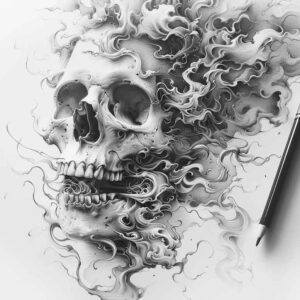 nature-motif-skull-tattoo – tattoo design ideas free ai generated – faded-memory – for-fingers – Gallery: skulls-inkby-ai