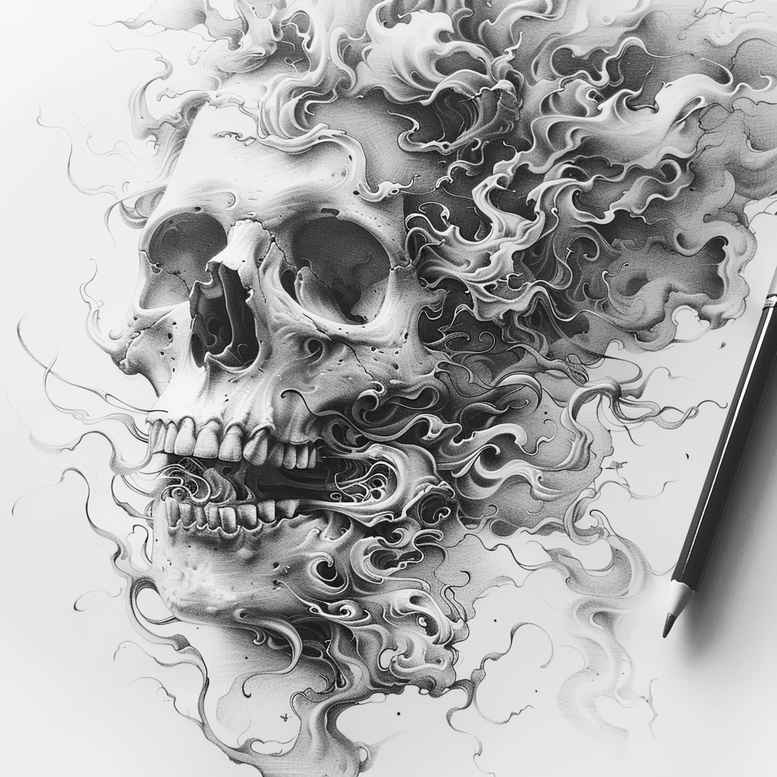 nature-motif-skull-tattoo – tattoo design ideas free ai generated – faded-memory – for-fingers – Gallery: skulls-inkby-ai