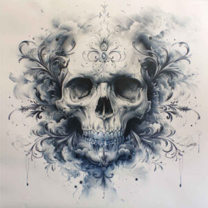 protection-symbol-skull-tattoo – tattoo design ideas free ai generated – screaming – for-shin – Gallery: skulls-inkby-ai