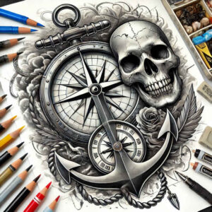 shaded-skull-tattoo – tattoo design ideas free ai generated – ancient-curse – for-triceps – Gallery: skulls-inkby-ai