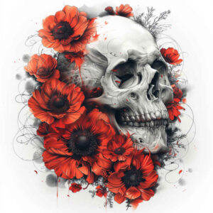 shaded-skull-tattoo – tattoo design ideas free ai generated – spirit – for-elbow – Gallery: skulls-inkby-ai