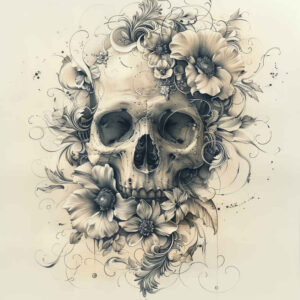 shadow-and-light-skull-tattoo – tattoo design ideas free ai generated – supernatural – for-ankle – Gallery: skulls-inkby-ai