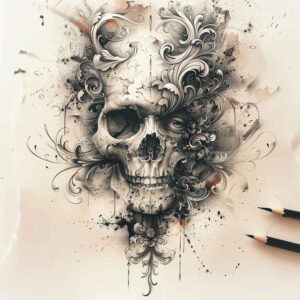shadow-and-light-skull-tattoo – tattoo design ideas free ai generated – void – for-full-back – Gallery: skulls-inkby-ai