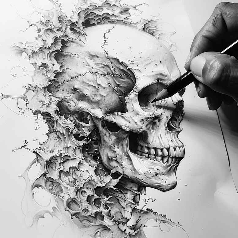 skulls tattoo design ideas artistic contrast broken visage embodying resilience