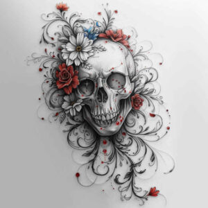 skulls tattoo design ideas glossy dark beauty for back of neck