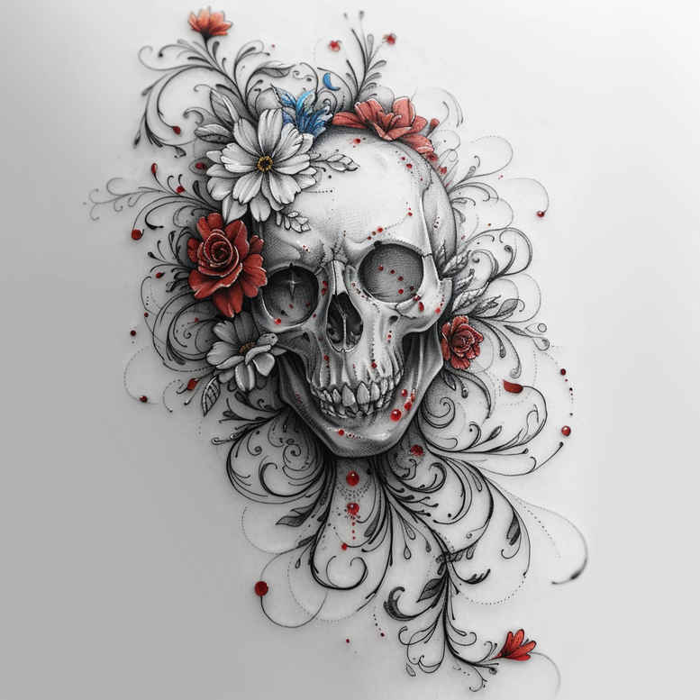 skulls tattoo design ideas glossy dark beauty for back of neck