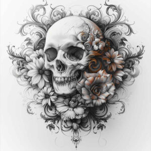 skulls tattoo design ideas 3D-rendered decay lines for upper chest