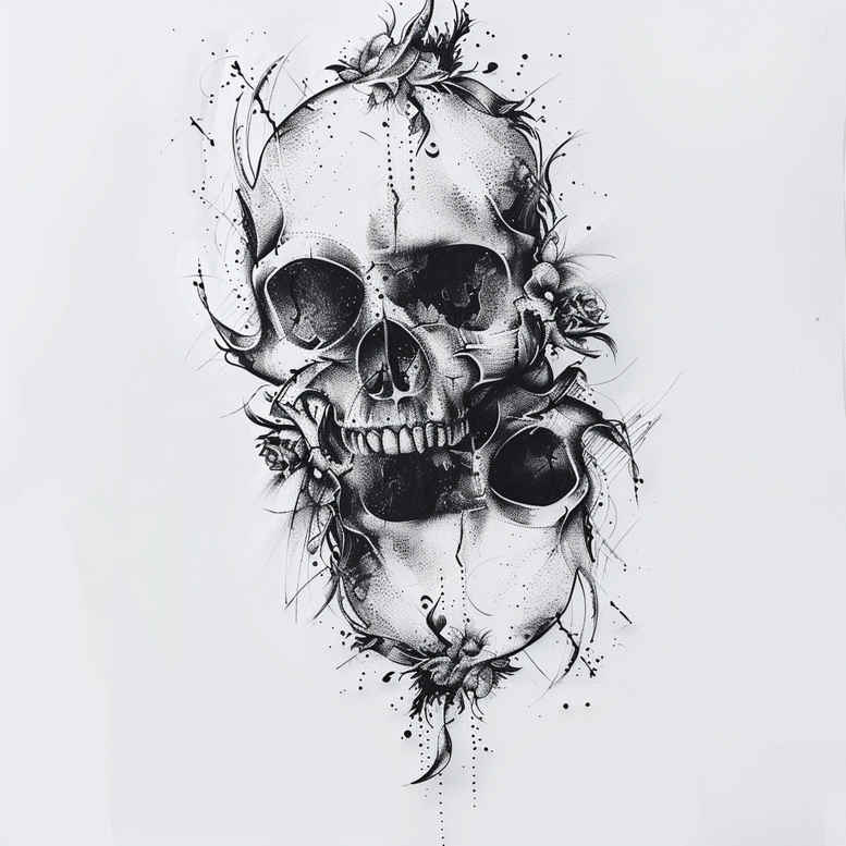 skulls tattoo design ideas Surrealism chromatic aberration decay pattern meaning endurance