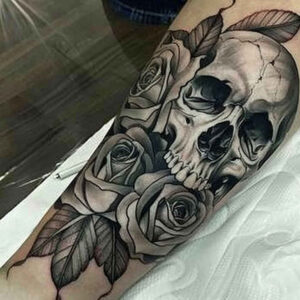 skulls tattoo design ideas contrasting colors grim tone for back of neck