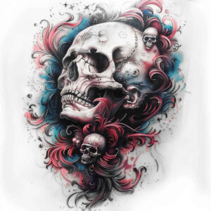 skulls tattoo design ideas Realism natural tones haunted symbol for upper chest