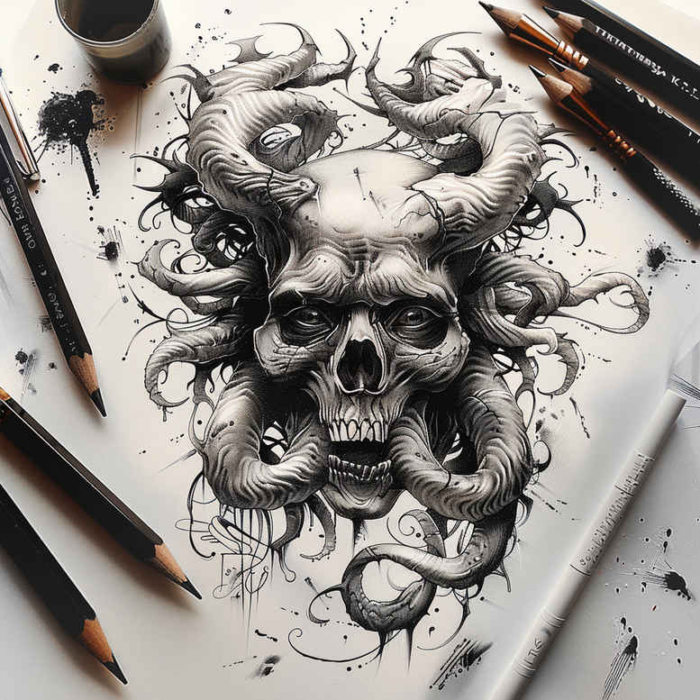 skulls tattoo design ideas Realism skin texture life reminder shows resilience