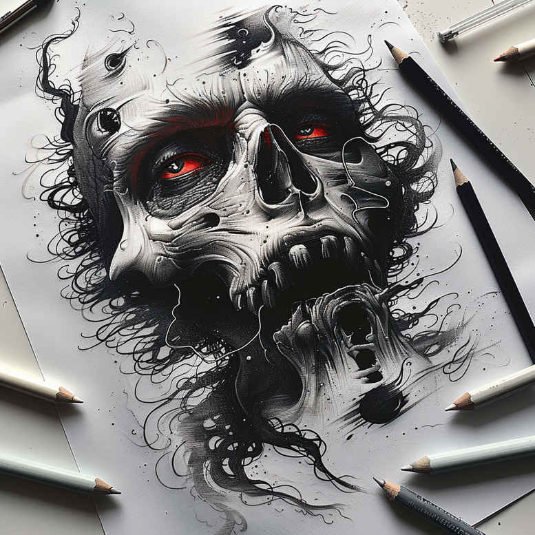 skulls tattoo design ideas Surrealism shifting shapes morbid elegance meaning endurance
