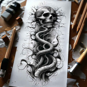 skulls tattoo design ideas subtle tone mystical death for lower chest