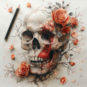 skulls tattoo design ideas watercolor-style skeletal art symbolising strength