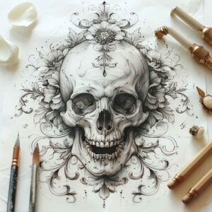skulls tattoo design ideas expressive lines skull shading for shoulder blade