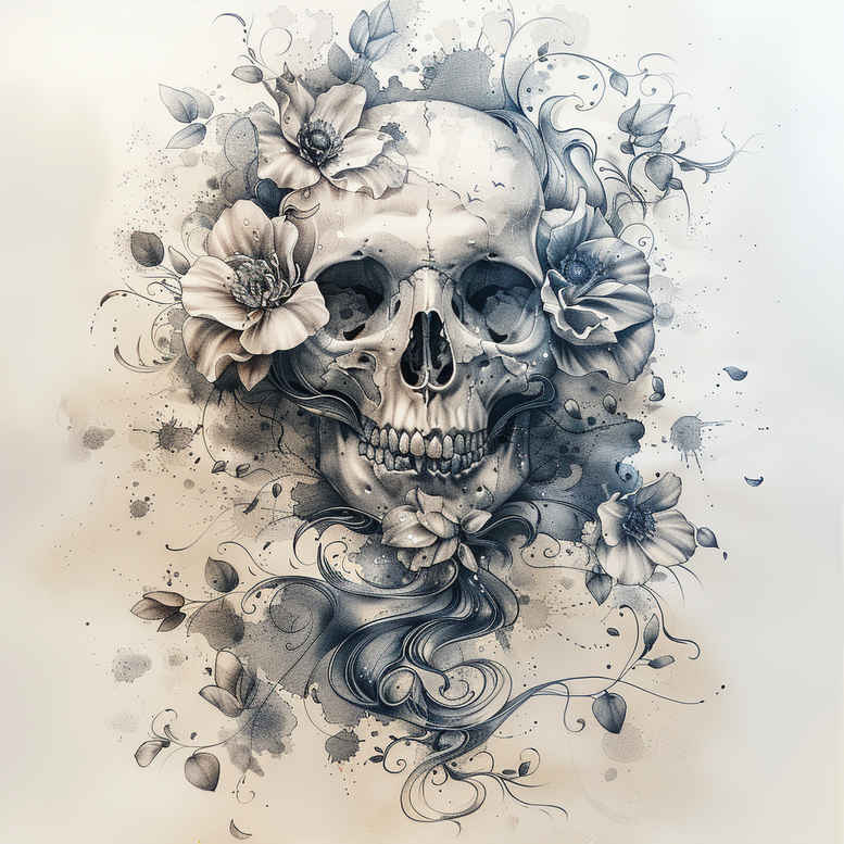 skulls tattoo design ideas Surrealism visual paradox tattoo classic for upper back