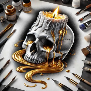 wave-skull-tattoo – tattoo design ideas free ai generated – weird – for-lower-thigh – Gallery: skulls-inkby-ai