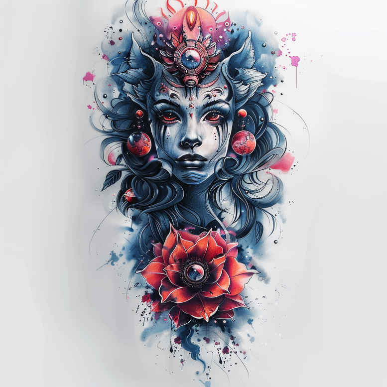 artistic-figure-tattoo – tattoo design ideas free ai generated – haunted – for-upper-shoulder – Gallery: surrealistic-characters-inkby-ai
