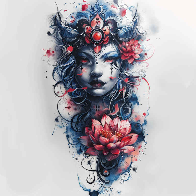 dream-figure-tattoo – tattoo design ideas free ai generated – faded – for-lower-leg – Gallery: surrealistic-characters-inkby-ai