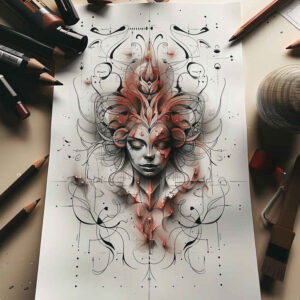 surrealistic-characters tattoo design ideas rich shading conceptual person for full back