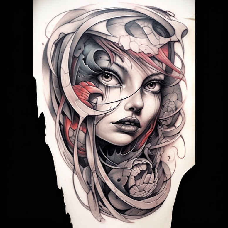 surrealistic-characters tattoo design ideas Realism realistic wrinkles dual identity stands for endurance