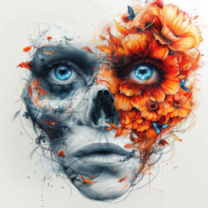 surrealistic-characters tattoo design ideas Realism soft contrast fantasy visage for lower leg