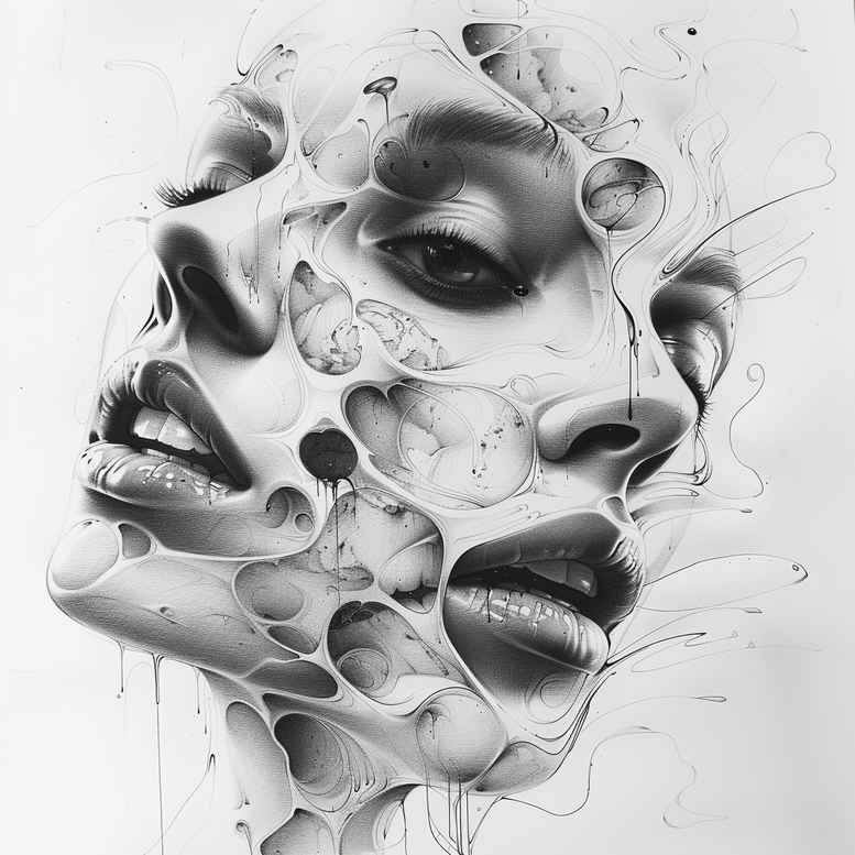 surrealistic-characters tattoo design ideas matte-finish hybrid form for side torso