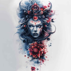 surrealistic-characters tattoo design ideas sharp contrast imagined identity for thigh