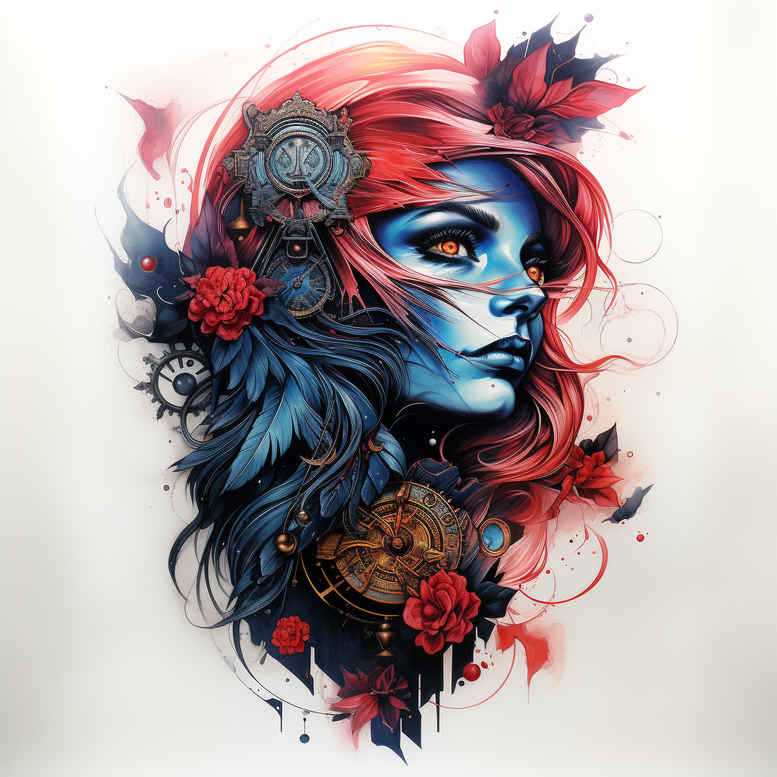 surrealistic-characters tattoo design ideas Surrealism psychedelic inner world for spine