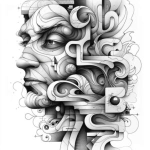 surrealistic-characters tattoo design ideas textured inner world stands for determination