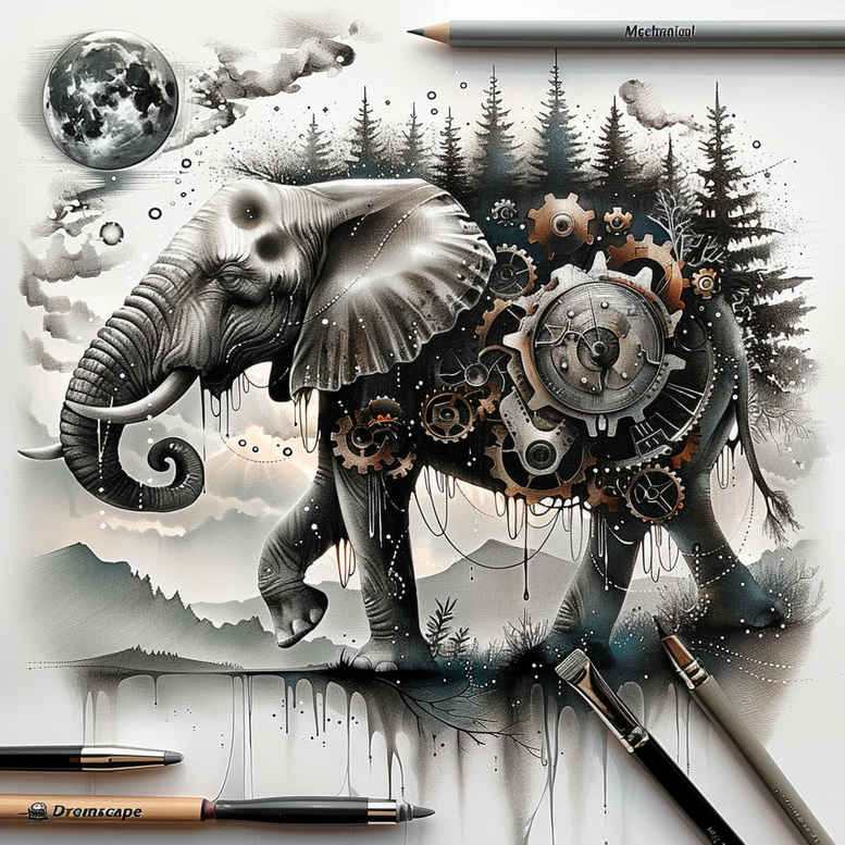 surrealistic-characters tattoo design ideas Surrealism hallucinogenic melted form for lower chest