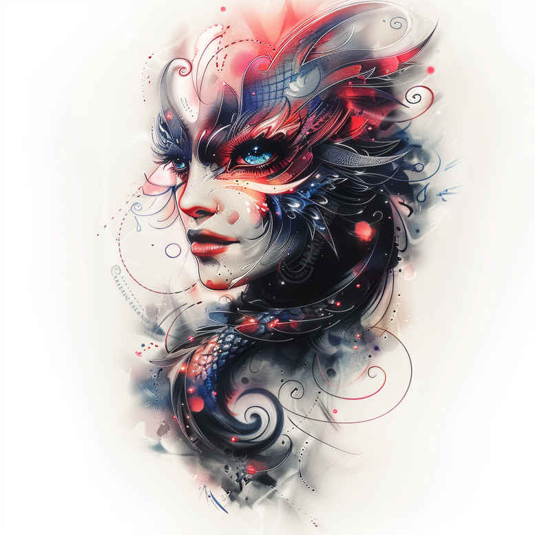 surrealistic-characters tattoo design ideas Realism portrait realism mind-shift mask meaning endurance