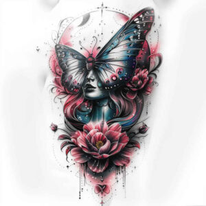 surrealistic-characters tattoo design ideas Realism smooth gradients paradox person for elbow