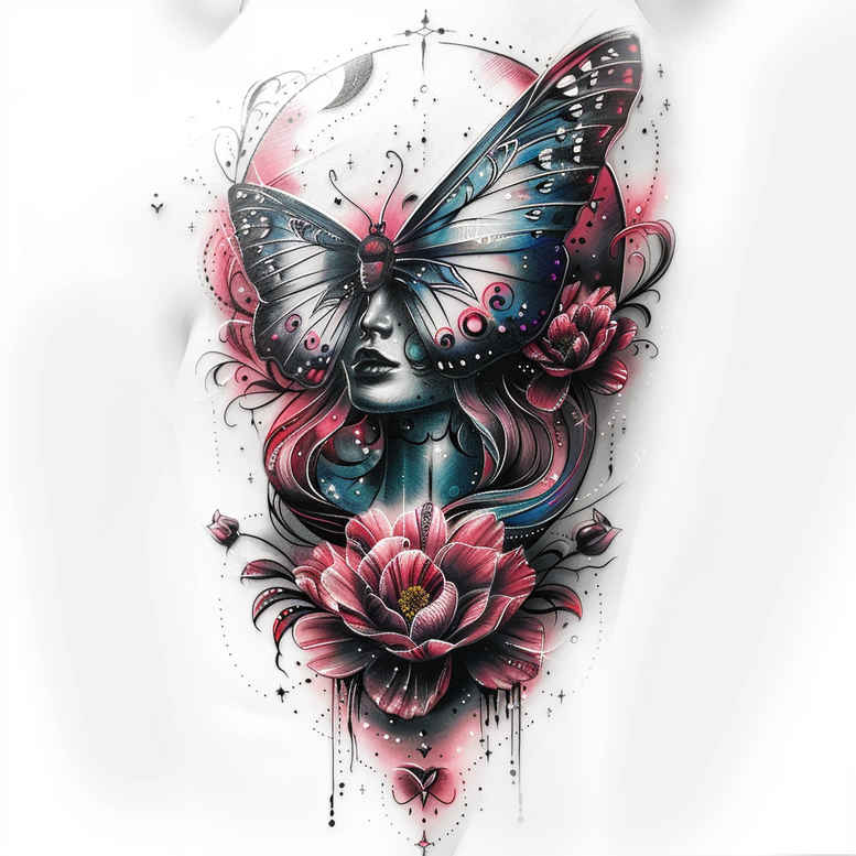 surrealistic-characters tattoo design ideas Realism smooth gradients paradox person for elbow