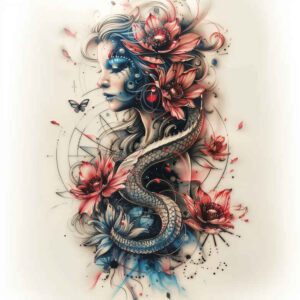surrealistic-characters tattoo design ideas ethereal psychic split for upper arm