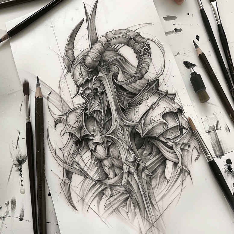knight-legend-motif-realism-studio-quality-for-sternum – tattoo design ideas free ai generated – Gallery: warriors-inkby-ai