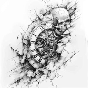mystical-time-neotraditional-refined-lines-for-behind-ear – tattoo design ideas free ai generated – Gallery: watches-hourglass-inkby-ai