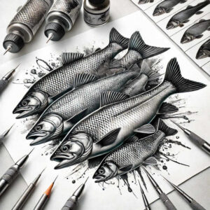 animals-with-water-motif-neotraditional-crisp-lines-for-lower-thigh – tattoo design ideas free ai generated – Gallery: water-animals-inkby-ai