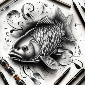 animals-with-detail-realism-smooth-blackwork-for-behind-ear – tattoo design ideas free ai generated – Gallery: water-animals-inkby-ai