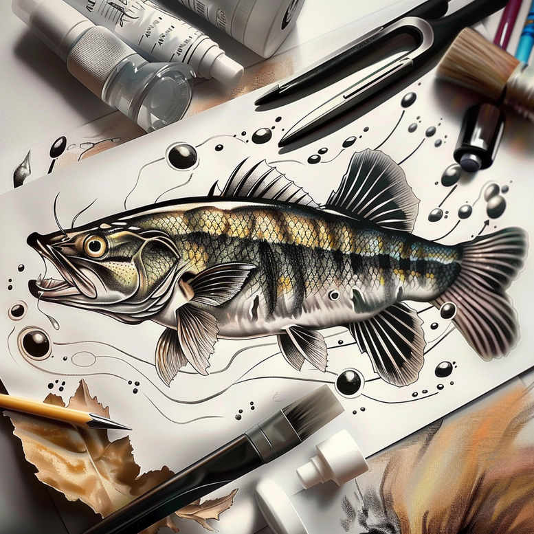 water-animals tattoo design ideas Surrealism symbolic motifs fish motion for fingers