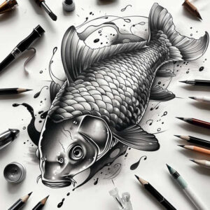 water-animals tattoo design ideas Realism realistic structure fish motion for hand