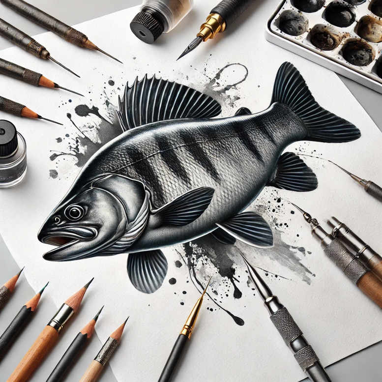 water-animals tattoo design ideas smooth gradients fish motion represents endurance