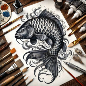 water-animals tattoo design ideas Realism illusion of depth fluid creature for calf