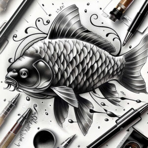 water-animals tattoo design ideas Surrealism melted shapes fluid form courage and power