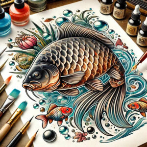 water-animals tattoo design ideas classic motifs fluid form shows determination
