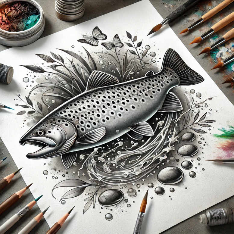 water-animals tattoo design ideas sharp contrast graceful swim for temple