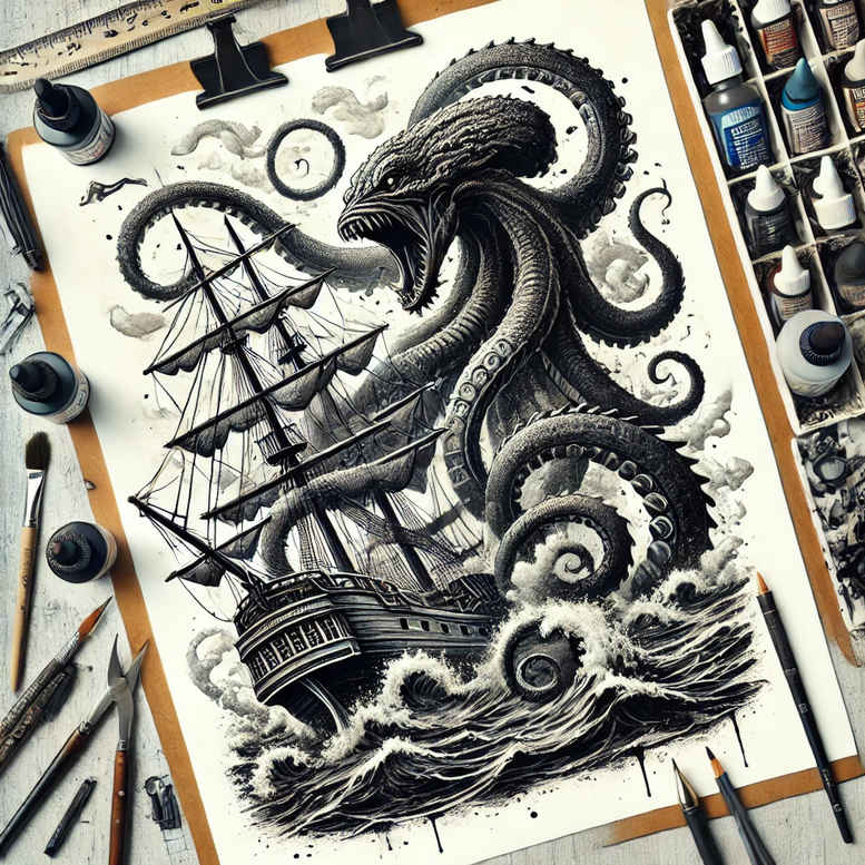 water-animals tattoo design ideas Realism natural contours ocean harmony for nape